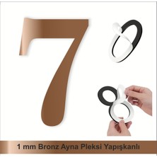 Kapı Daire Numarası 1 mm Bronz Ayna Pleksi Yapışkanlı  No - 7 Yedi