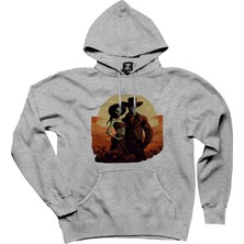 Skeleton Cowboy Lover Gri Kapşonlu Sweatshirt Hoodie