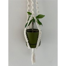 Ekru Renk Makrome, El Örgusu Saksılık EN:27CM BOY:67CM