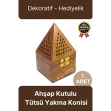 Özel Tasarım Dekoratif Hediyelik Piramit Şekli El Yapımı Ahşap Kutulu Tütsü Yakma Konisi