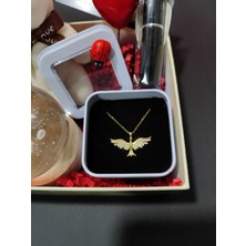  Sevdiklerinize Özel Işıklı Küre, Gold Anka Kuşu Çelik Kolye, Peluş Tavşan ve Parfüm Şişesi