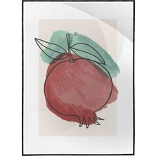 Meyveler Sulu Boya Görünümlü Karışık Renkler Modern Tablo Çerçeveli P-003628