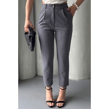 Kadın Elise Yüksek Bel Arkası Lastikli Dar Paça Toparlayıcı Likralı Kumaş Pantolon