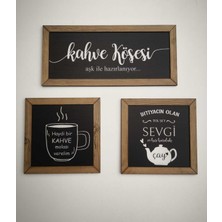 Ahşap Mutfak Duvar Panosu | 3'ü 1 Arada Mutfak Dekorasyonu | Rustik Ahşap Mutfak Tablo Seti