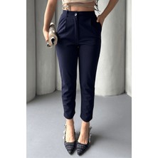 Kadın Elise Yüksek Bel Arkası Lastikli Dar Paça Toparlayıcı Likralı Kumaş Pantolon