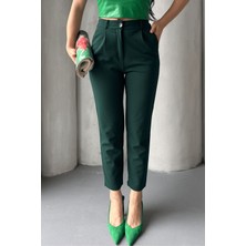 Kadın Elise Yüksek Bel Arkası Lastikli Dar Paça Toparlayıcı Likralı Kumaş Pantolon