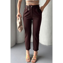 Kadın Elise Yüksek Bel Arkası Lastikli Dar Paça Toparlayıcı Likralı Kumaş Pantolon