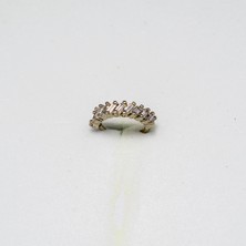 Elips Taşlı Halka Paslanmaz Cerrahi Çelik Piercing… Gümüş/silver Renkli ve Şeffaf Taşlı (Targus Helix Conch Flat)