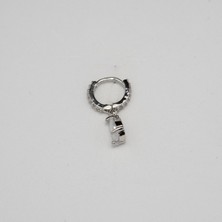 Damla Taş Sallantılı Halka Paslanmaz Cerrahi Çelik Piercing… Gümüş/Silver Renkli ve Şeffaf Taşlı (Targus Helix Conch Flat)