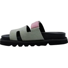 Poletto   Deri Yesıl-Pembe Terlık Düz 69 678