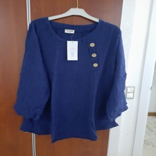 Müslin Lacivert Bluz