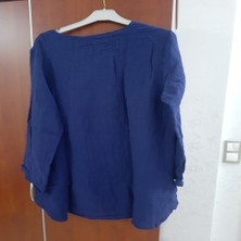 Müslin Lacivert Bluz