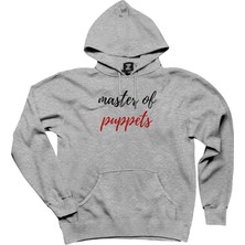 Metallica Master Of Puppets Text Gri Kapşonlu Sweatshirt Hoodie
