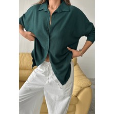 Kadın Olivia Oversize Bürümcük Kumaş Yazlık Gömlek