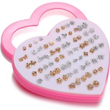 Gümüş ve Altın Renk Çeşitli Mini Küpe Seti 36 Çift