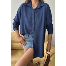 Kadın Olivia Oversize Bürümcük Kumaş Yazlık Gömlek