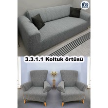 Baqdo Koltuk Örtüsü 3+3+1+1 Takımı Lastikli Esnek Yıkanabilir Çekyat Kanepe Kılıfı.
