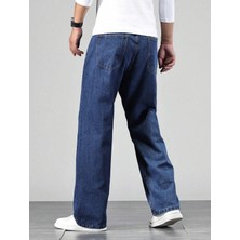 Erkek Baggy Model Asit Yıkama Lacivert Kot Pantolon