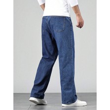 Erkek Baggy Model Asit Yıkama Lacivert Kot Pantolon