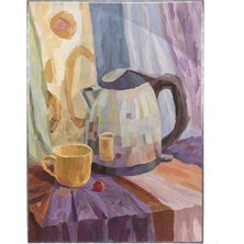 Isıtıcı ve Kahve Bardağı Natürmort Dekoratif Tablo Çerçeveli P-004624