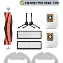 robotyedek Xiaomi Vacuum Mop 2 Ultra Uyumlu Yedek Fırça Filtre Mop Toz Torbası-9 Parça