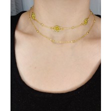 Crystal Atelier El Yapımı Miyuki Çiçek Kolye, Yeşil Cam Boncuk Çiçek Kolye, Altın Kaplama Zincir Çiçek Kolye, Cam Kum Boncuk Çiçek Kolye, Kadın Çiçek Kolye, Altın Kaplama Çiçek Kolye, Hediyelik Kolye
