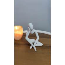 Düşünceli Iskandinav Tarzı Biblo Heykel Figür Dekor Dekorasyon Hediyelik  Beyaz 12 cm