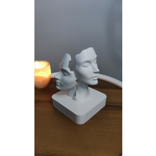 Yüzler Iskandinav Dekor Dekorasyon Biblo Heykel Ev Dekorasyonu Hediyelik 16 cm  Beyaz Renk