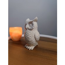 Baykuş Biblo Heykel Dekor Dekorasyon Hediyelik 13 cm  Kemik Beyaz