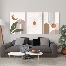 3'lü Set Kanvas Tablo Minimalist Boho Modern Line Art Ay Güneş Duvar Tablosu Bohemian Kanvas Tablo