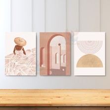3'lü Set Kanvas Tablo Minimalist Oturma Odası Tablosu Sade Şık Yeni Ev Hediyesi Bohemian Tablo