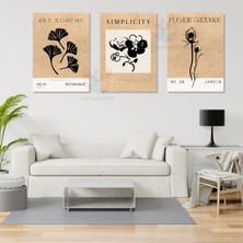 3'lü Set Kanvas Tablo Minimalist Boho Soyut Bitkiler Duvar Tablosu Salon Tablosu Bohemian Tablo