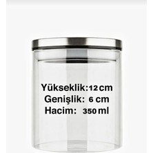 Luckyol Borosilik Cam Metal Kapaklı Baharatlık Vakumlu Saklama Kavanozu 350 ml