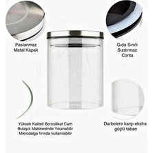 Luckyol Borosilik Cam Metal Kapaklı Baharatlık Vakumlu Saklama Kavanozu 200 ml