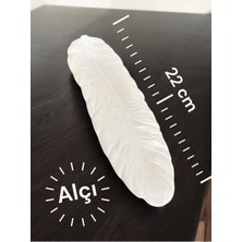Kuş Tüyü Tabak/tepsi Beyaz Alçı Minimalist Iskandinav Dekoratif Hediyelik