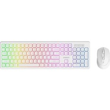Everest KM-319BT Beyaz 2.4g+Bt1+Bt2 Çoklu Cihaz Bağlantılı Q Set Kablosuz Klavye + Mouse