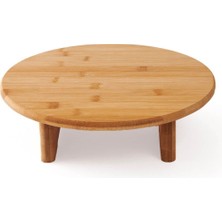 Mien Bambu Ayaklı Yuvarlak Kesme Tahtası - Bej - 29,5X31,5 cm