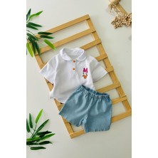 Miniğimin Cicileri Lacost Mnn Mck Pano Desenli Unisex Bebe pamuklu takım - Beyaz