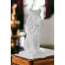 Biblo Dekoratif Heykel Taçlı Aslan Biblosu Beyaz Model 34