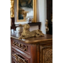 Biblo Dekoratif Heykel Leopar Biblosu Altın Renk Model 38