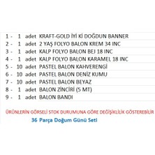 Kraft Gold Banner 2 Yaş Folyo Kalpli 30 Balon Konsept Doğum Günü Seti