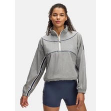 1389567-114 Ua Run 96 Jacket Dik Yaka Loose Fit Baskılı Beyaz Kadın Zip Ceket