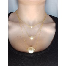 Crystal Atelier İnci Kolye, İncili Kolye, Barok İnci Kolye, Kararmaz Altın Kaplama Zincir Kolye, Kadın İnci Kolye, Vintage Choker İnci Kolye, Altın Kaplama Zincirli İnci Kolye, Hediyelik Kolye