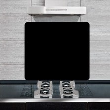 Dekoratif Cam Ocak Arkası Koruyucu ve Kesme Tahtası Düz Siyah (50CM x 56CM) Tek Parça