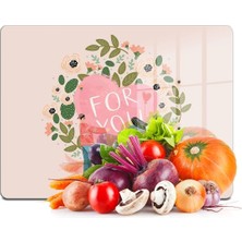 Cam Kesme Tahtası Pembe For You Yazı Desenli 30X40 cm