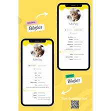 Petkay Kediler Için Akıllı Künye, Nfc Dijital Isimlik Ve Tasma Künyesi Qr Kod Künye Paslanmaz Çelik Sarı, İsimli Kedi Tasması, Kedi İsimlik