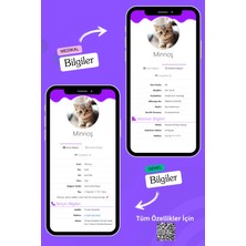 Petkay Kediler Için Akıllı Künye, Nfc Dijital Isimlik Ve Tasma Künyesi Qr Kod Künye Paslanmaz Çelik Mor İsimli Kedi Tasması, Kedi İsimlik