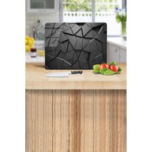 29X34 cm Cam Kesme Tahtası Siyah Üçgenler