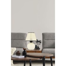 Nisa Luce 12 Lik Hasır Top Abajur Küçük Seramik - Beyaz