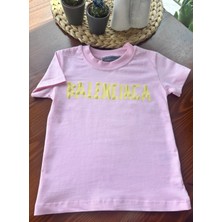 "balenciaga" Baskılı Çocuk Tişört – Pembe
